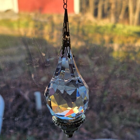 VTG Acrylic Faceted Teardrop 5" Christmas Ornaments String Hangers Lot of 6 - Picture 10 of 14